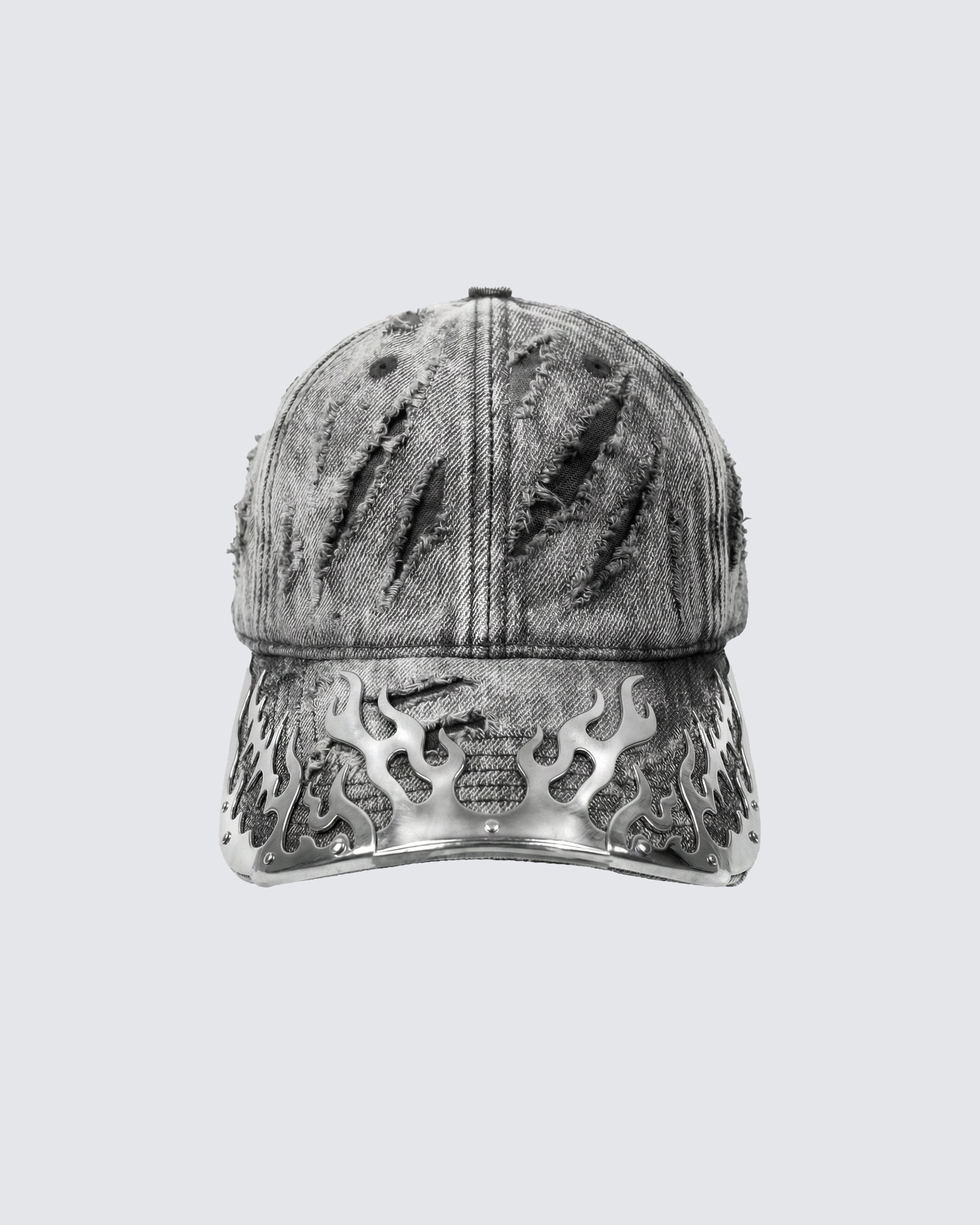 GRYFT-Post-Apocalyptic Flame Metal Denim Cap