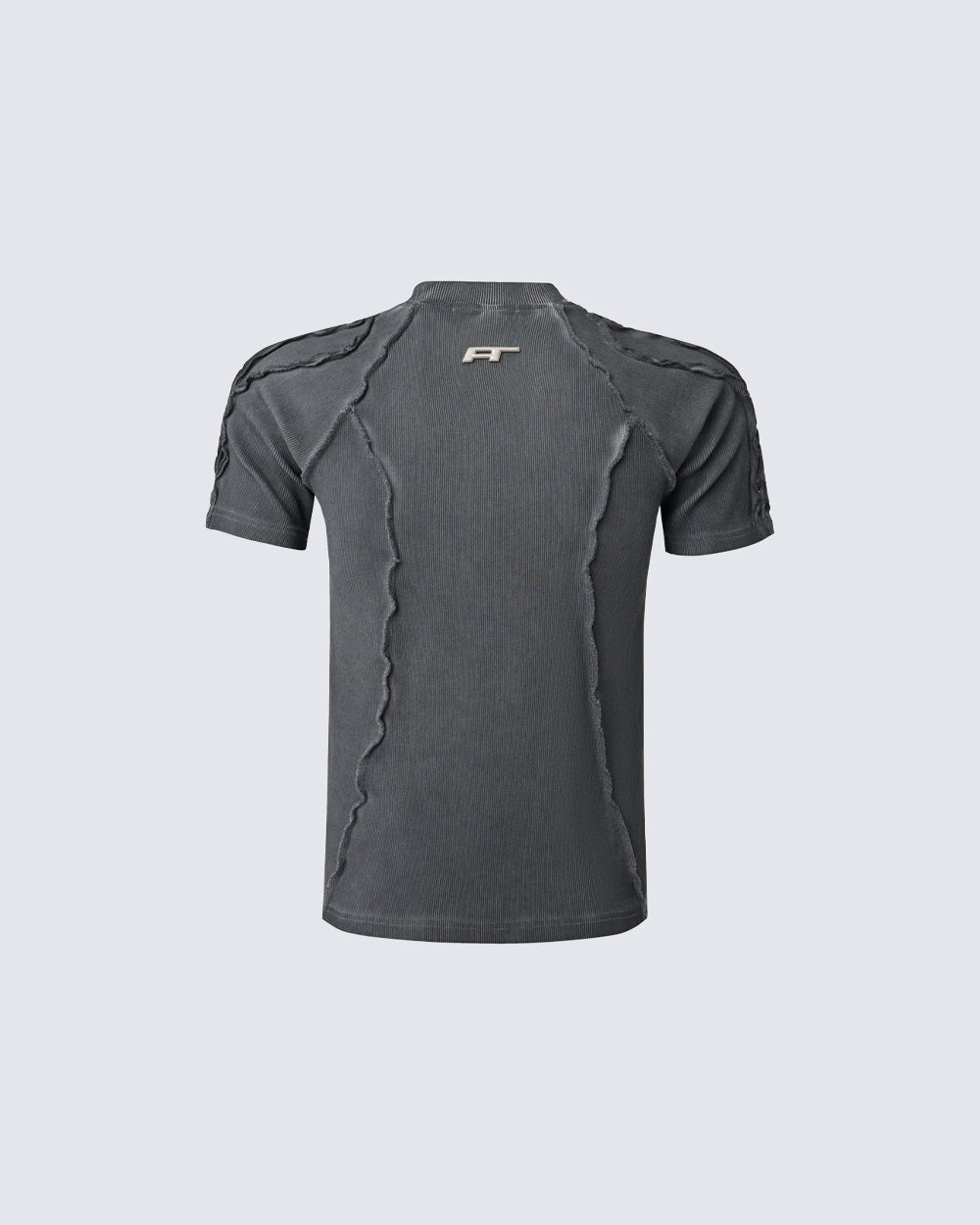 Dark Washed Deconstructed Seam Short Sleeve T-Shirt