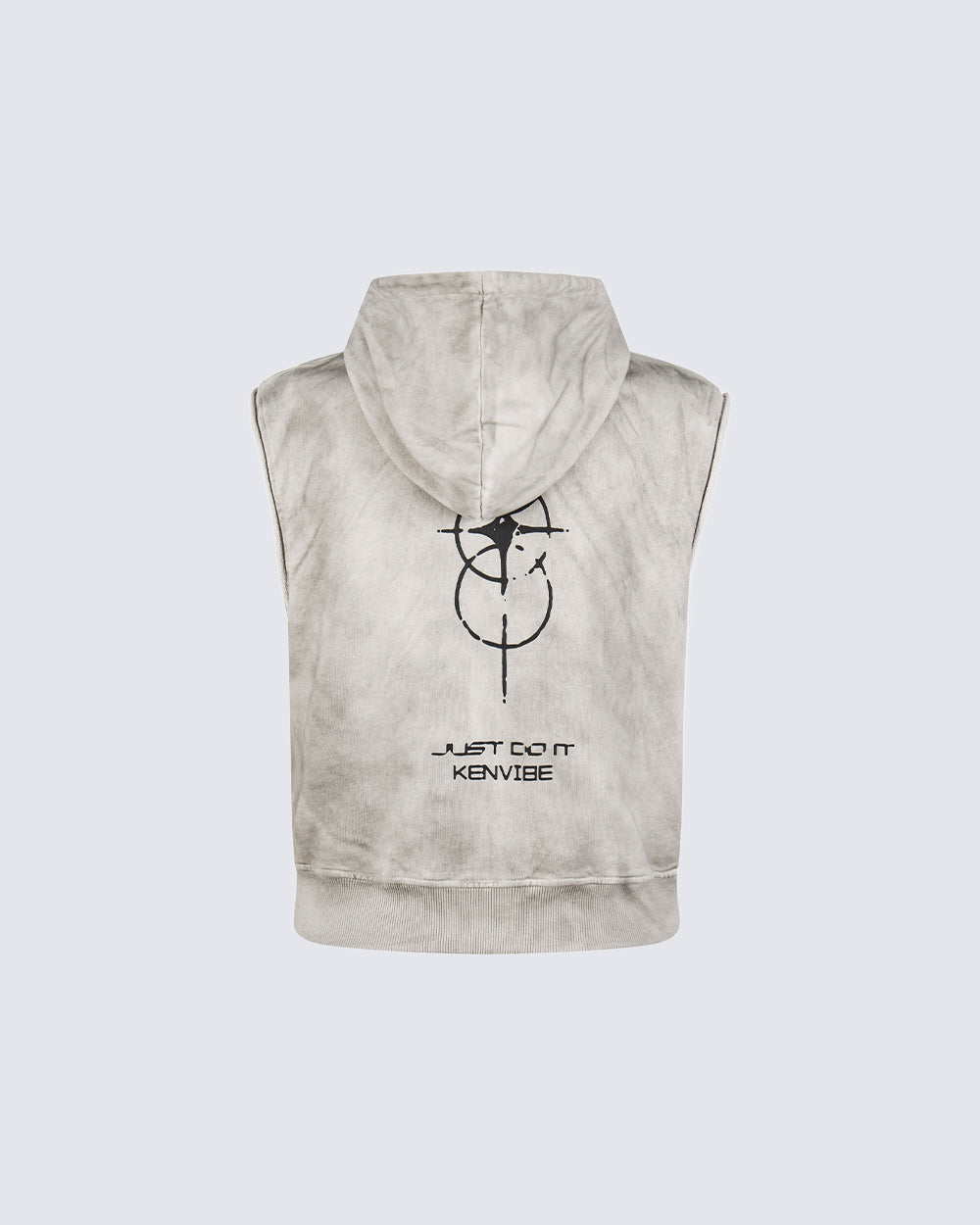 GRYFT Vintage Washed Embroidered Sleeveless Zip Hoodie