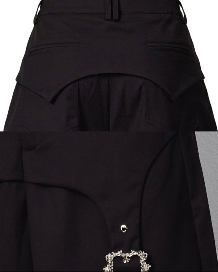 Dark Avant Garde Deconstructed Metal Buckle Suit Shorts