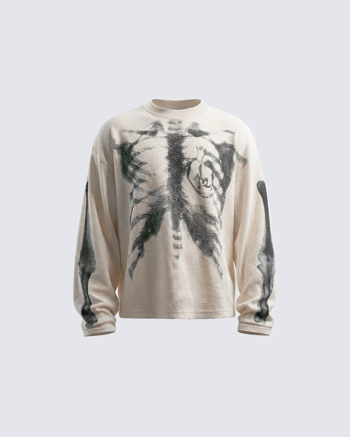 GRYFT Skull Print Waffle Long Sleeve T-Shirt