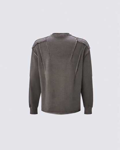 GRYFT Grunge Washed Patchwork Sweater