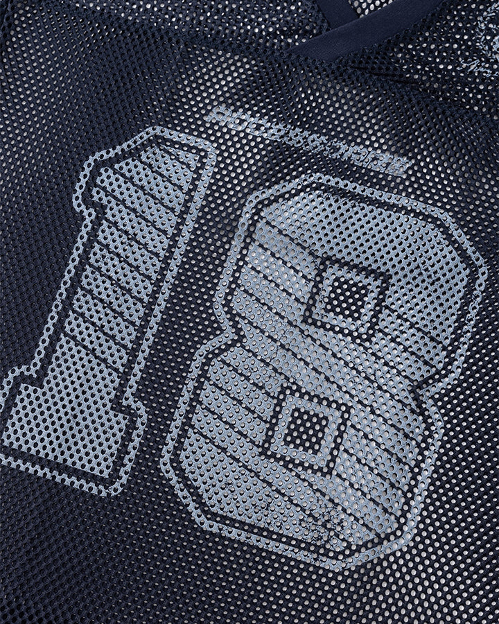 Black Mesh Number Print V-Neck T-Shirt