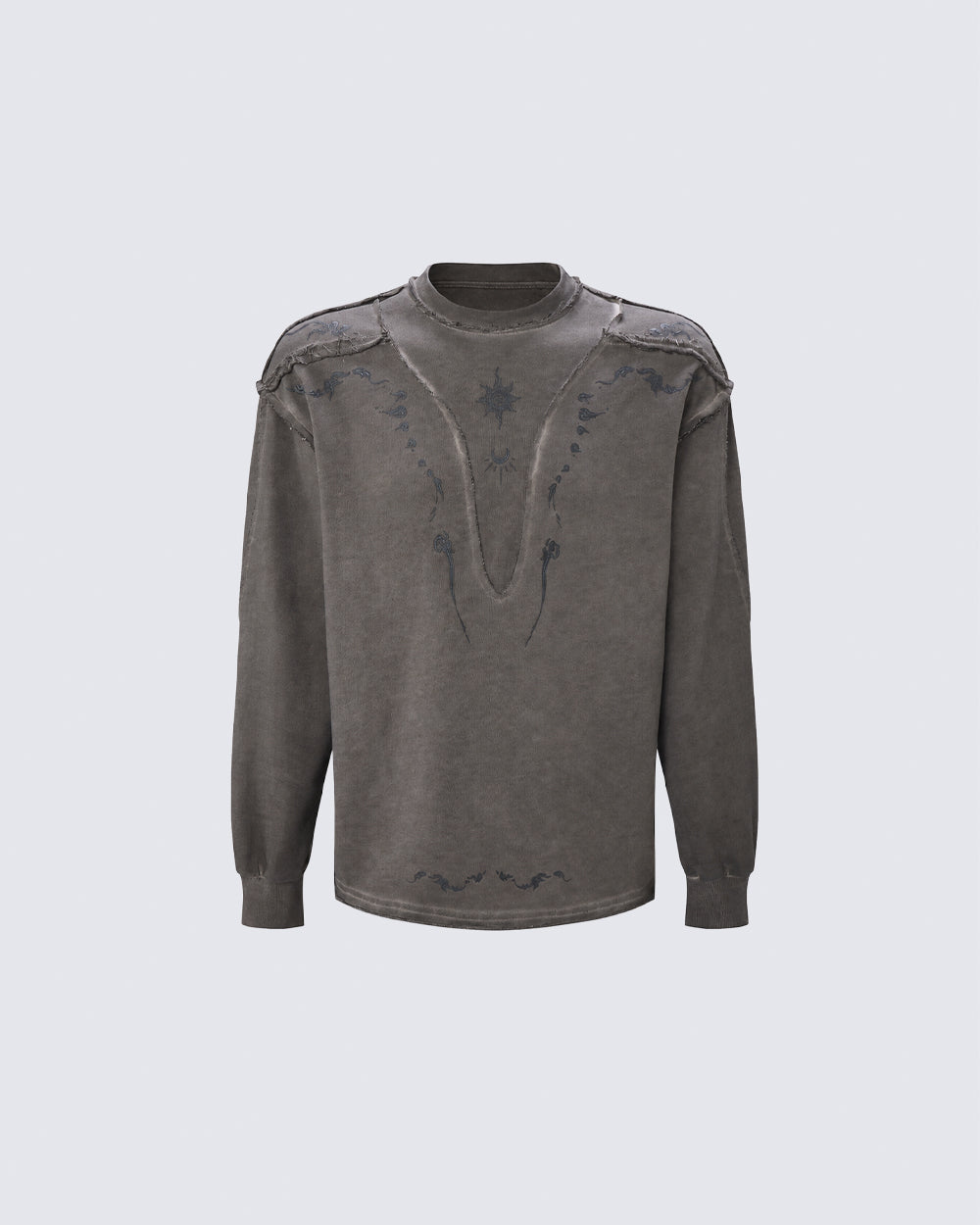 GRYFT Grunge Washed Patchwork Sweater
