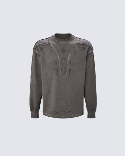 GRYFT Grunge Washed Patchwork Sweater