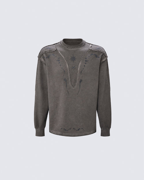 GRYFT Grunge Washed Patchwork Sweater