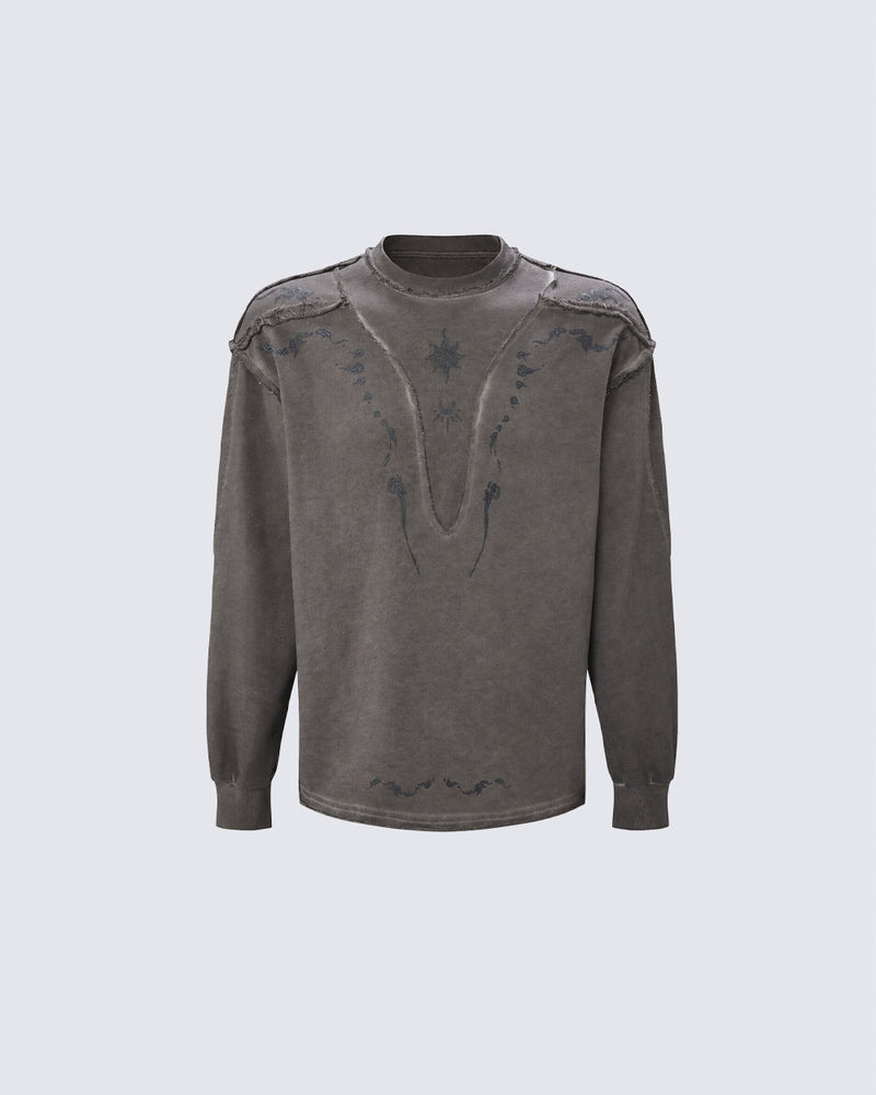 GRYFT Grunge Washed Patchwork Sweater