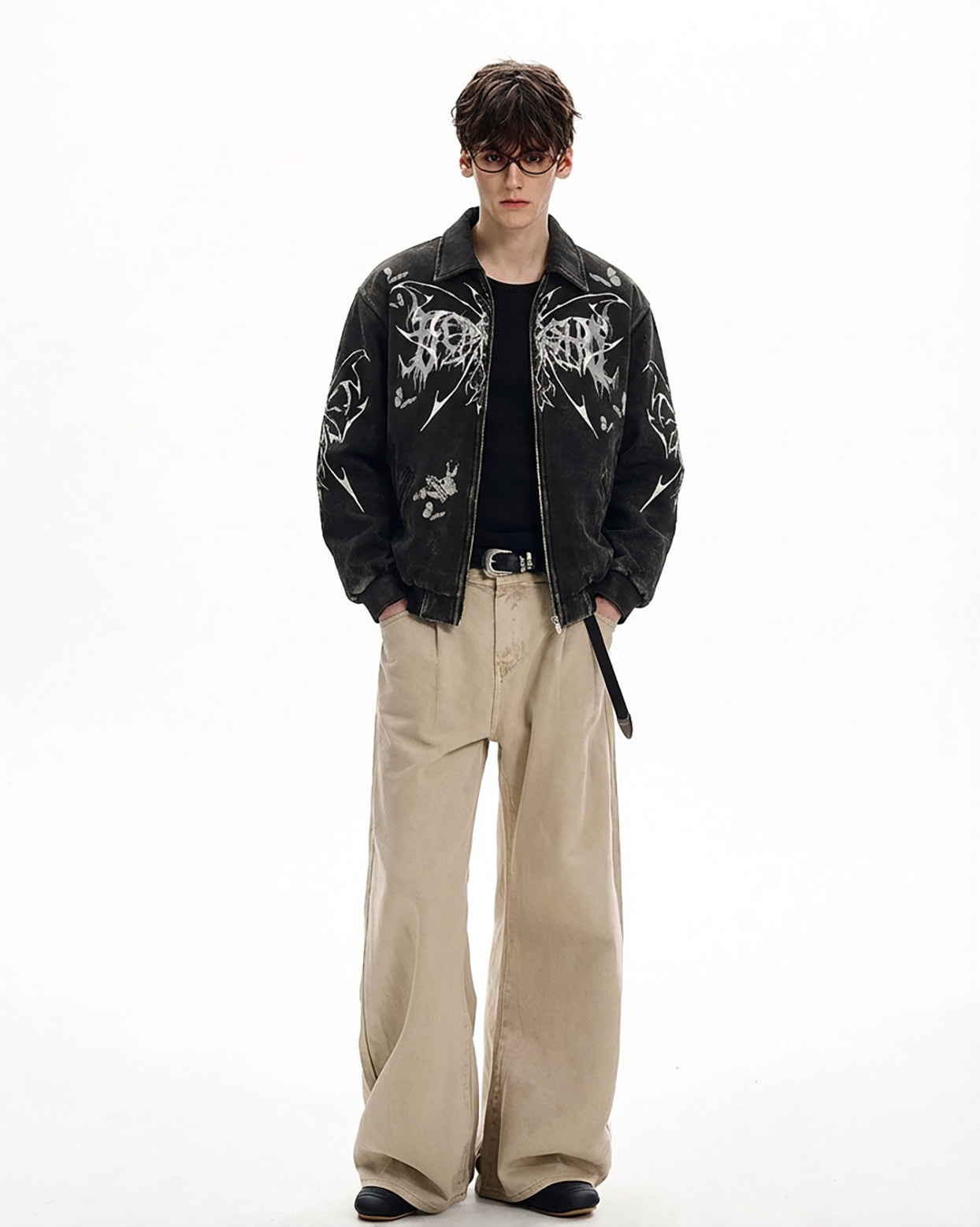 Retro Butterfly Graphic Zip-Up Jacket