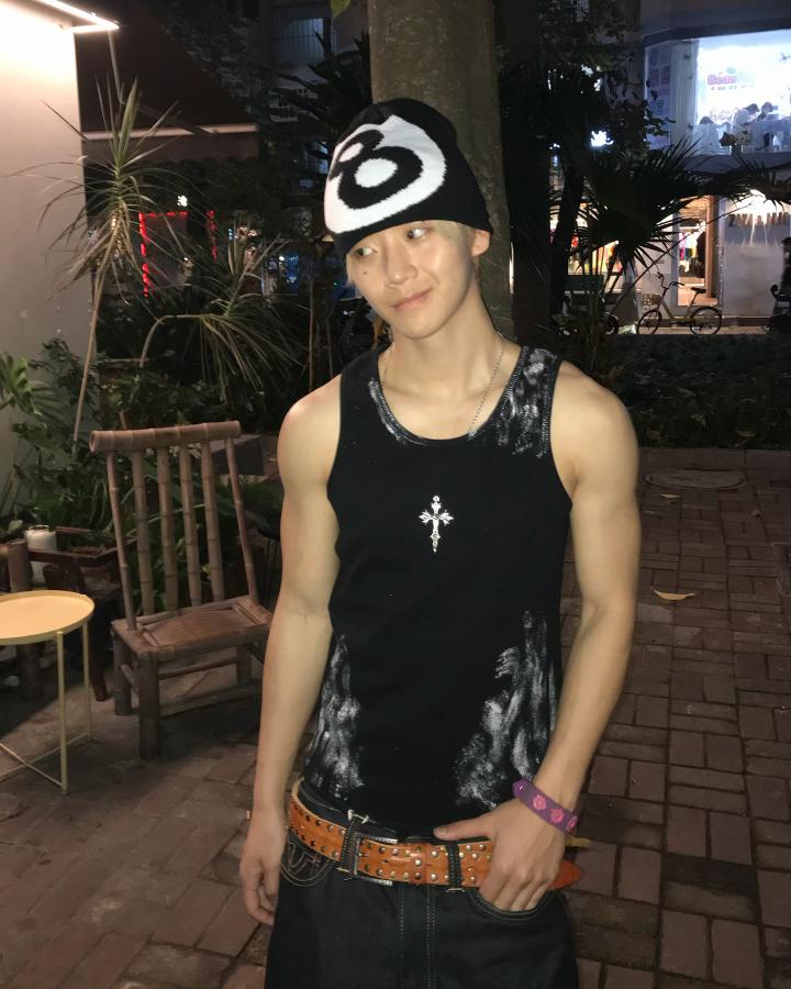 Vintage-Inspired Distressed Black Tank Top