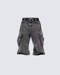 Grunge-Style Grey Cargo Shorts