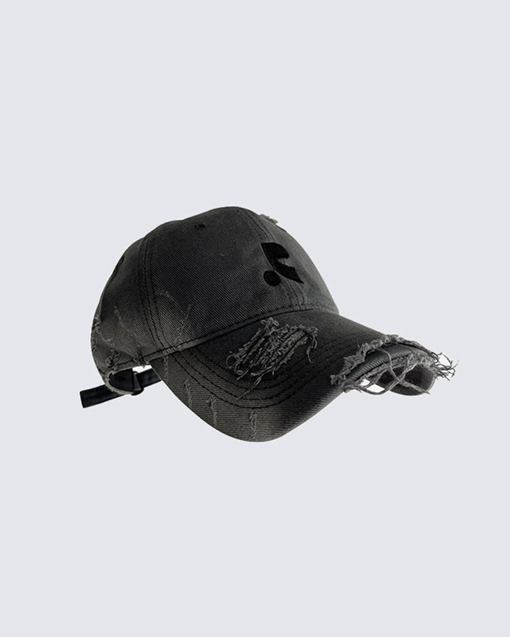 Distressed Logo Baseball Cap - Dark Grey