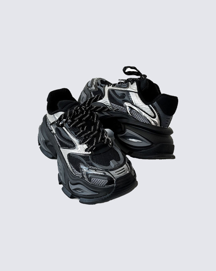 Chunky Black Platform Height-Increasing Sneakers