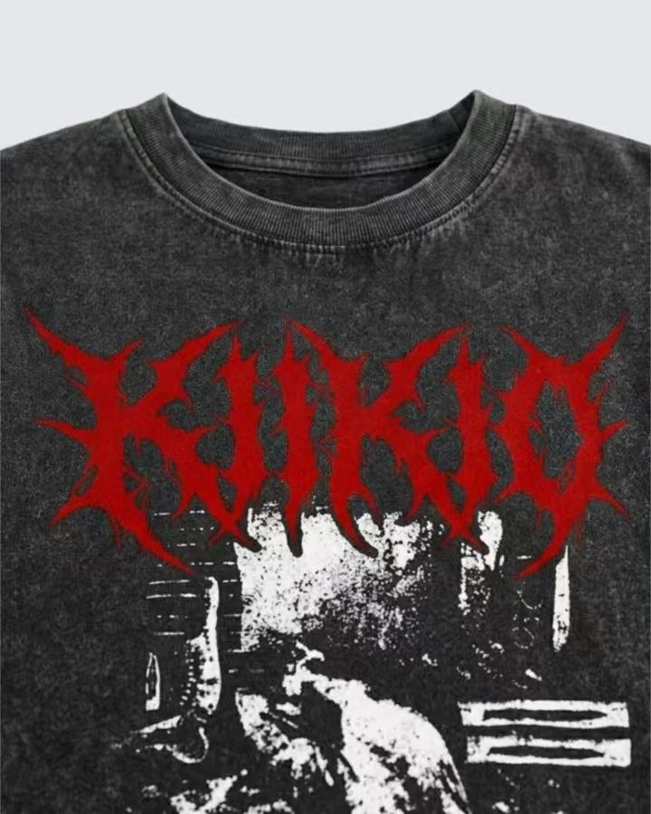 Vintage Washed Graphic Print Oversized T-Shirt