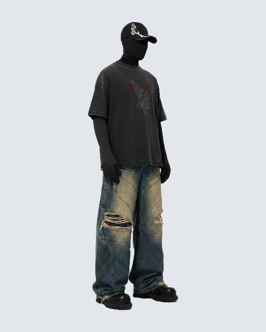 Gothic Angel Graphic Oversized T-shirt