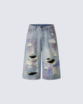 American Graffiti Distressed Denim Shorts