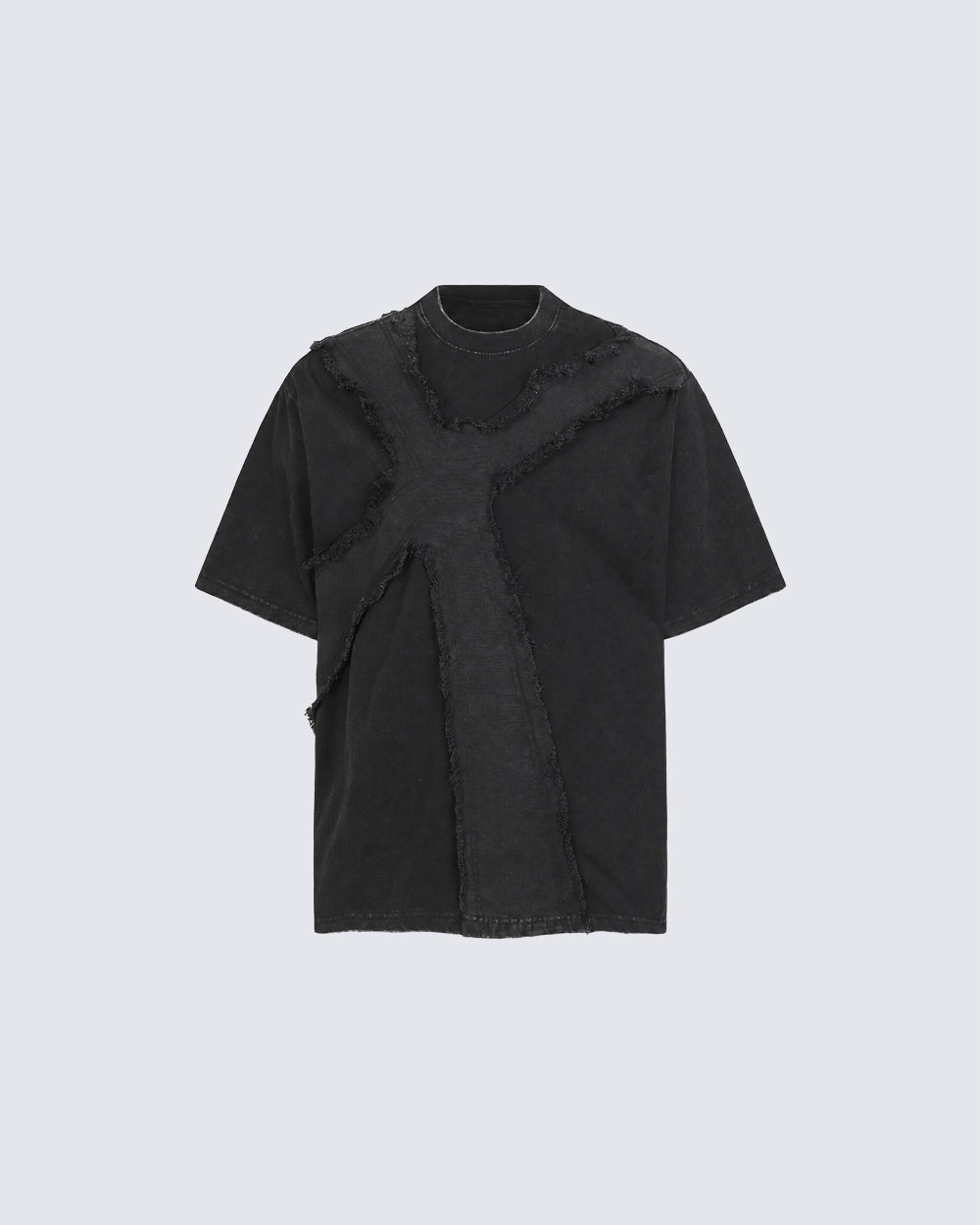 New Vintage Gothic Frayed Cross Graphic T-Shirt