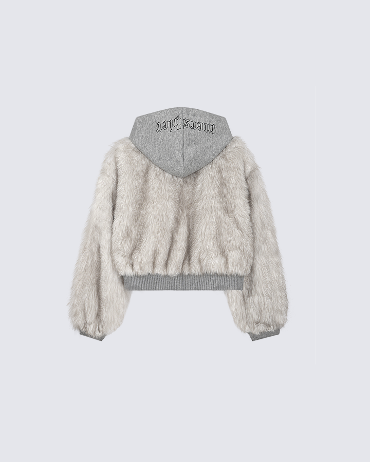 Faux Fur Layered Hooded Jacket