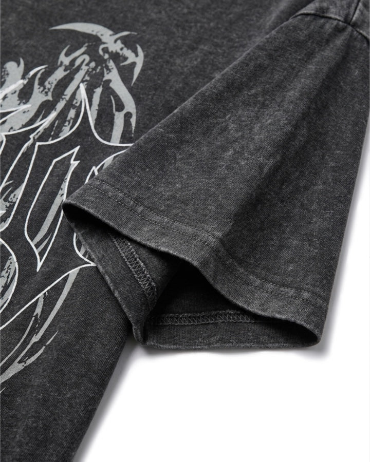 GRYFT American Vintage Washed Gothic Print T-Shirt