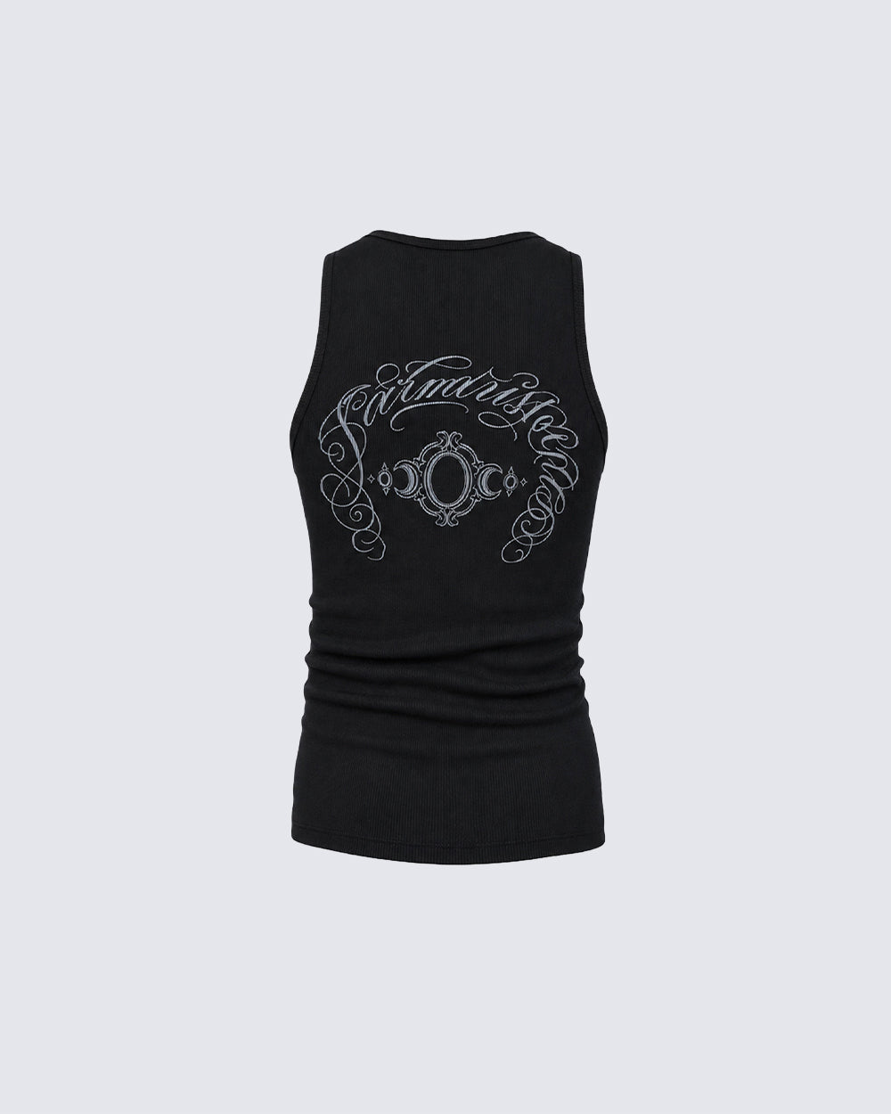 GRYFT Gothic Cross Embroidered Slim Fit Ribbed Tank Top