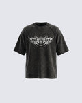 Gothic Distressed Washed Skull Print T-Shirt