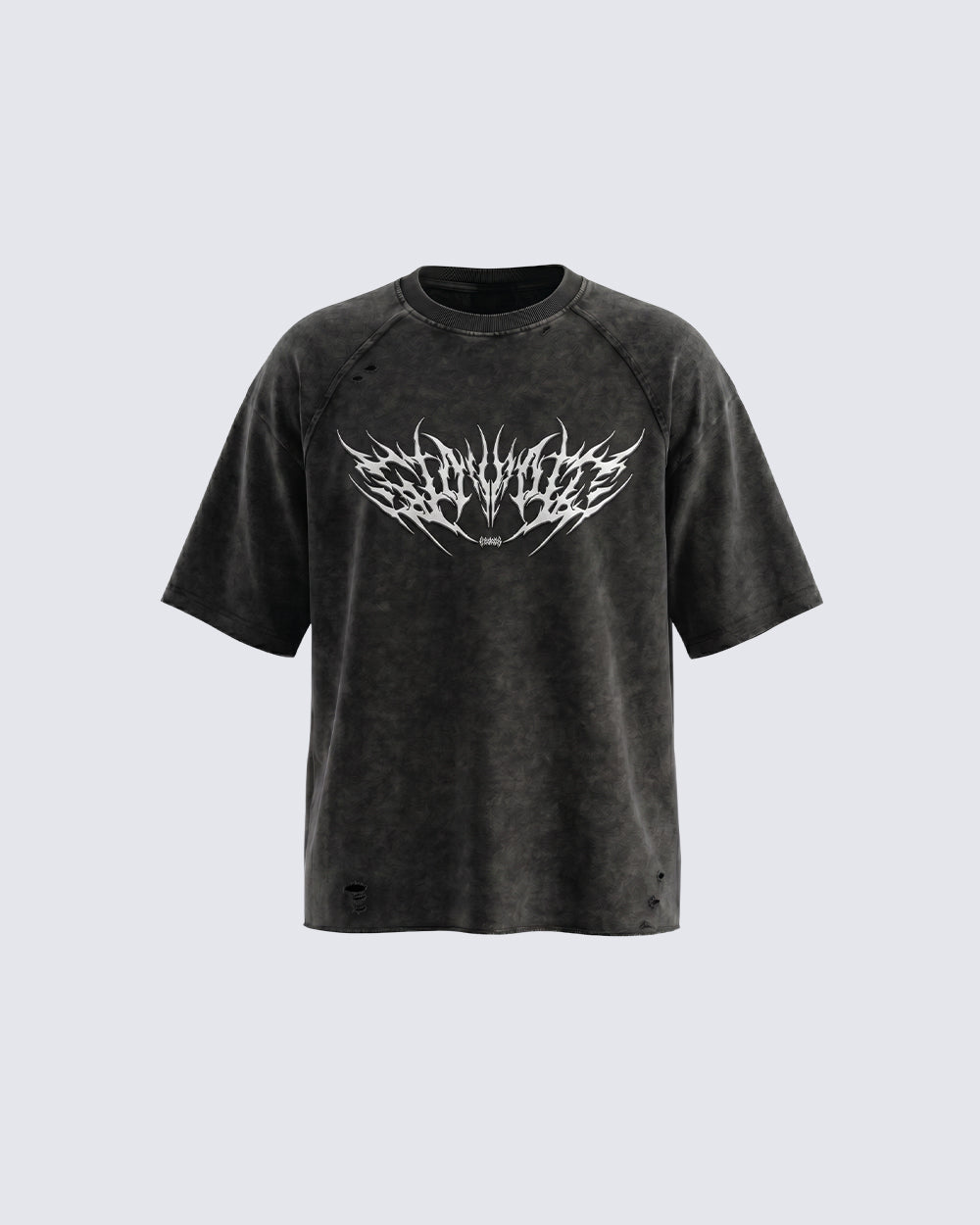 Gothic Distressed Washed Skull Print T-Shirt
