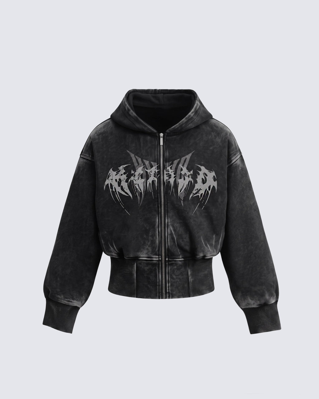 GRYFT Vintage Washed Graphic Zip-Up Hoodie