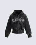 GRYFT Vintage Washed Graphic Zip-Up Hoodie