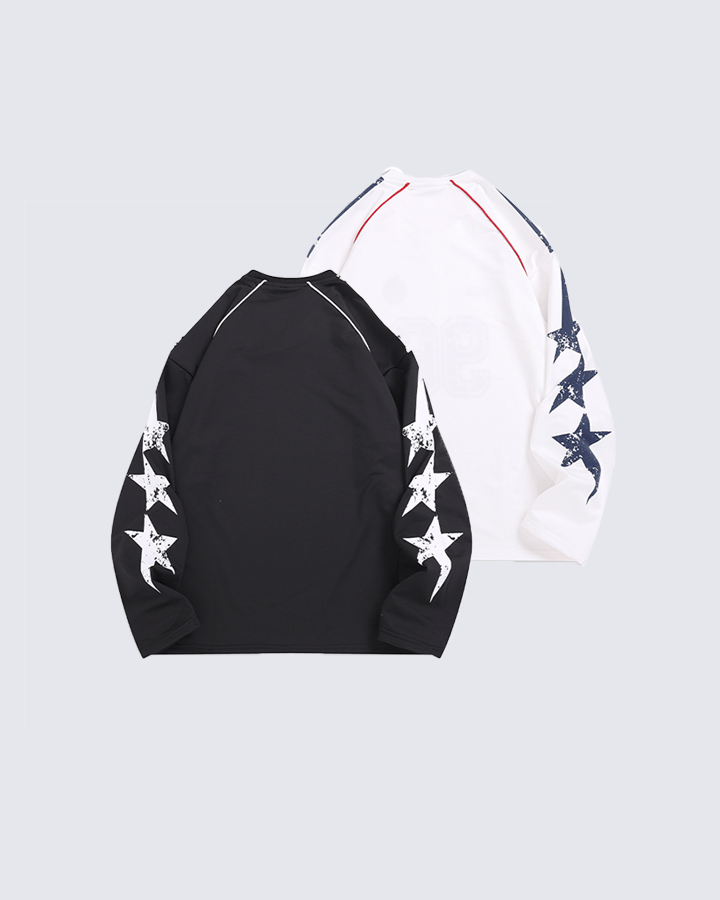 Vintage 96 Print Long Sleeve Streetwear Jersey