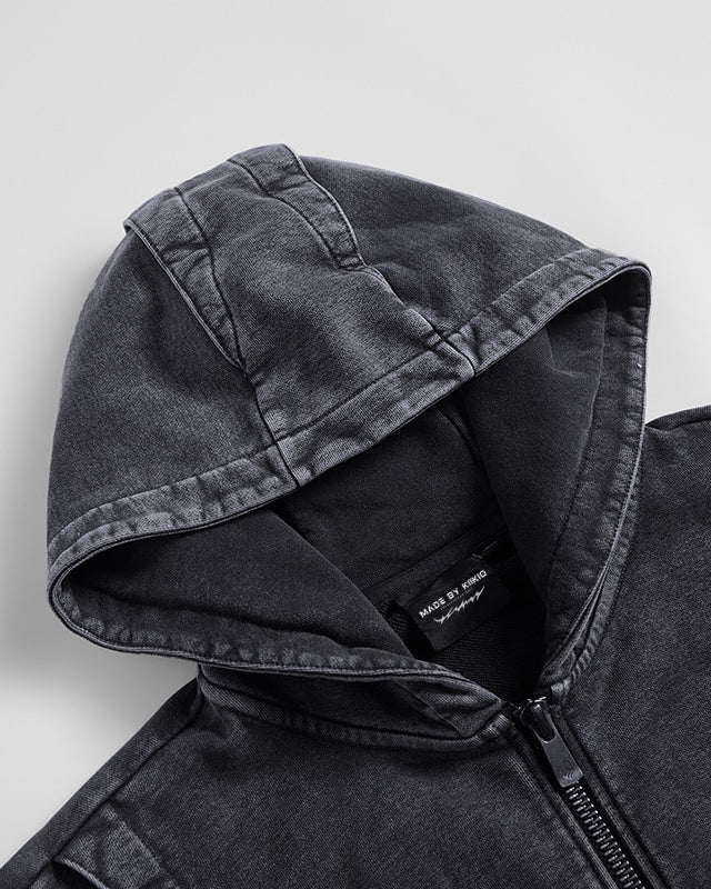 American Avant-Garde Washed Distressed Deconstructed Armor Hoodie Set