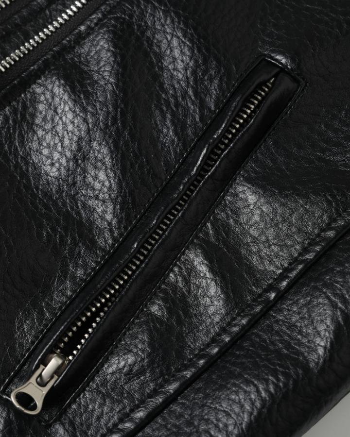 Asymmetric Zip Faux Leather Jacket