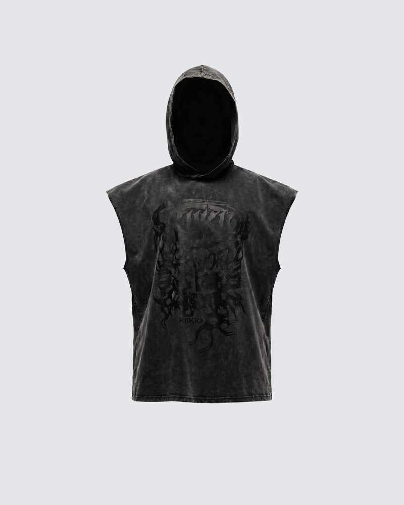 GRYFT-New Washed Hooded Sleeveless Top