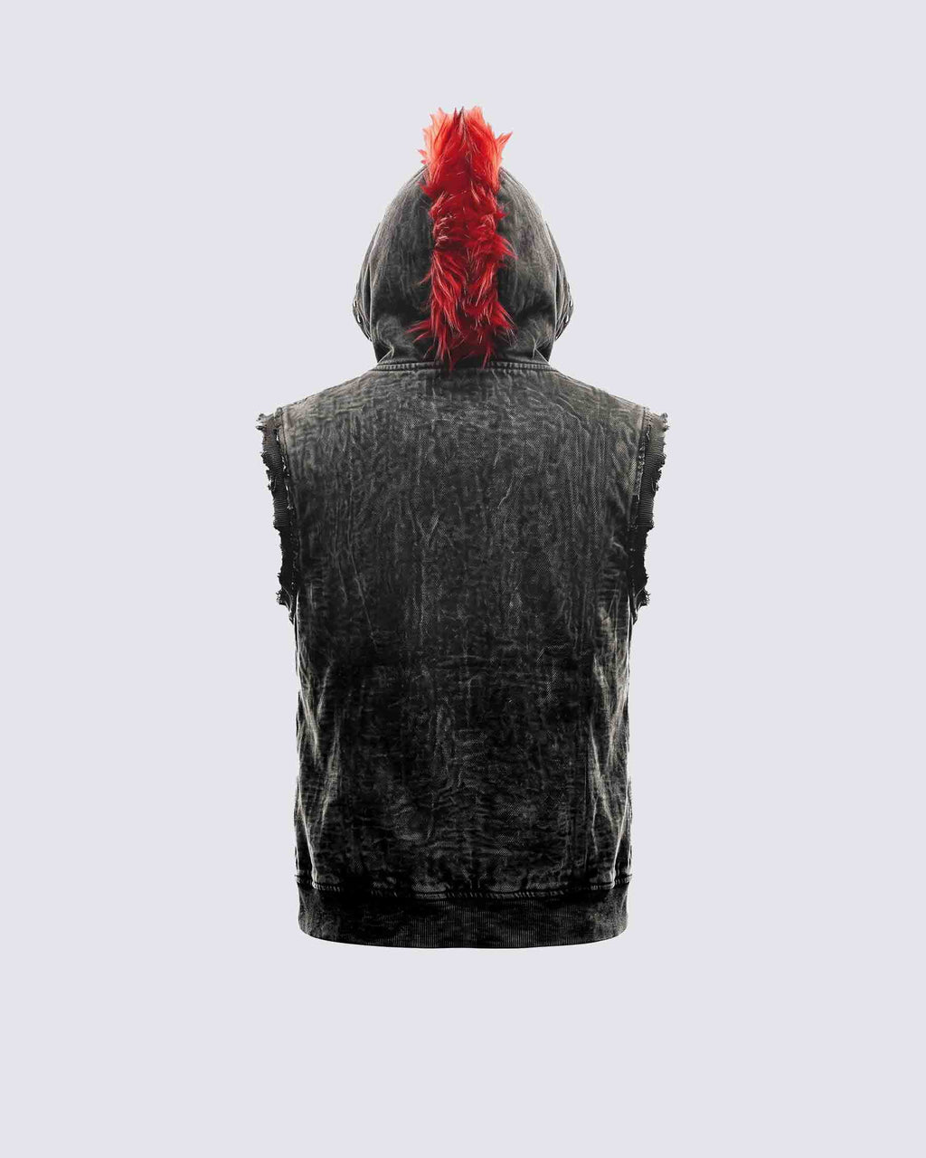 GRYFT RED RUST Series | Distressed Denim Hooded Vest