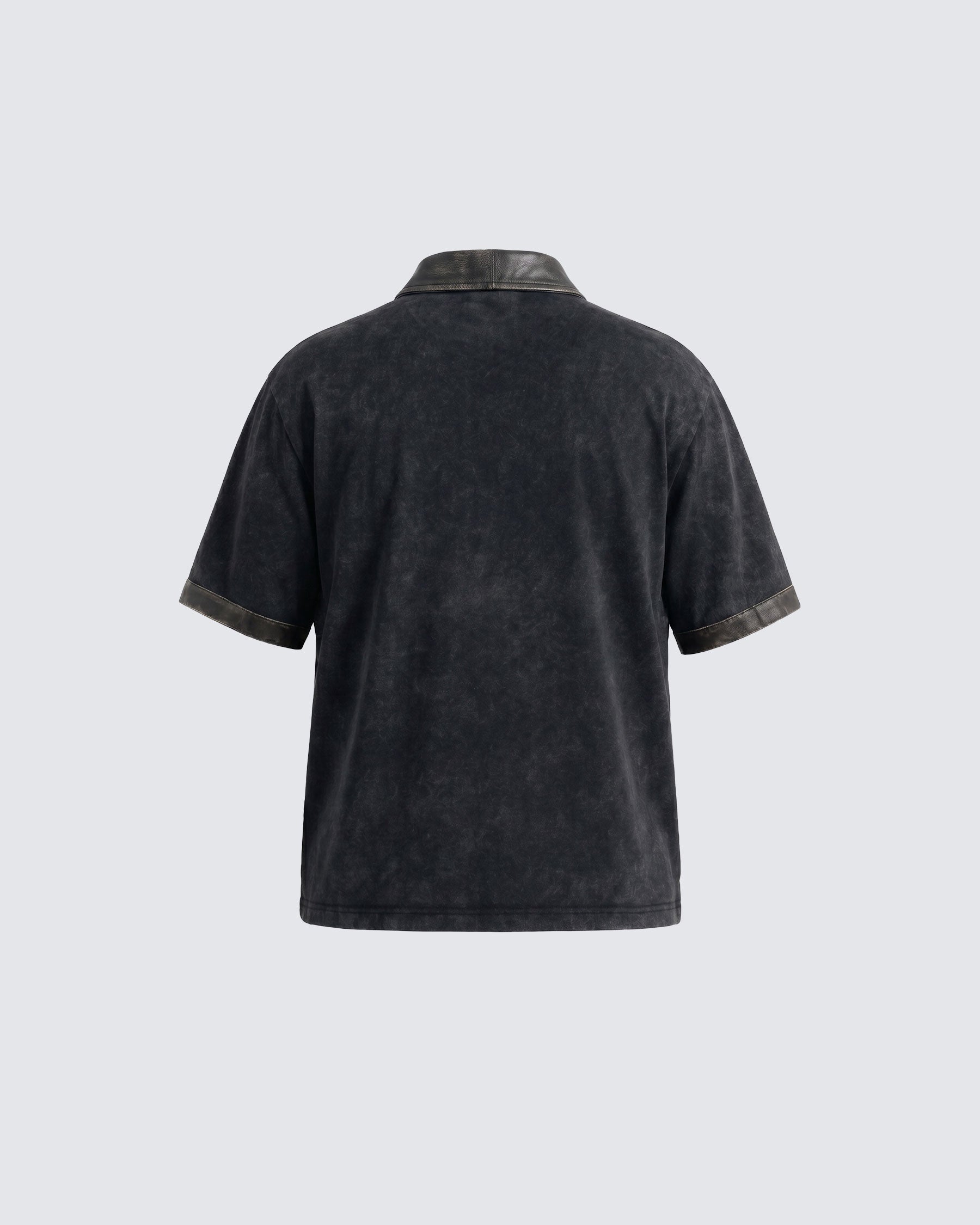 GRYFT -New Vintage Washed Letter Print Polo Shirt