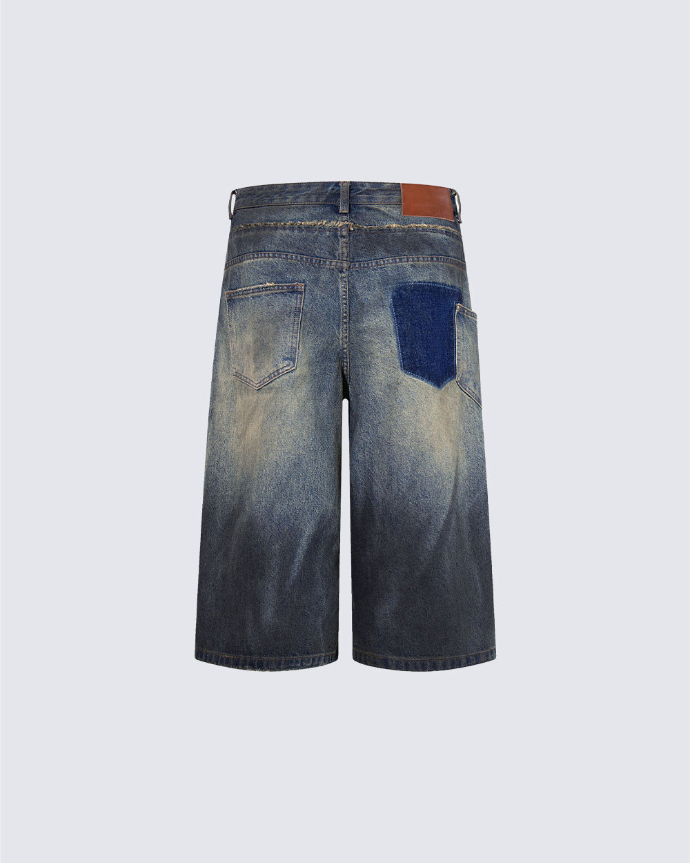 Vintage Distressed Washed Denim Cropped Shorts