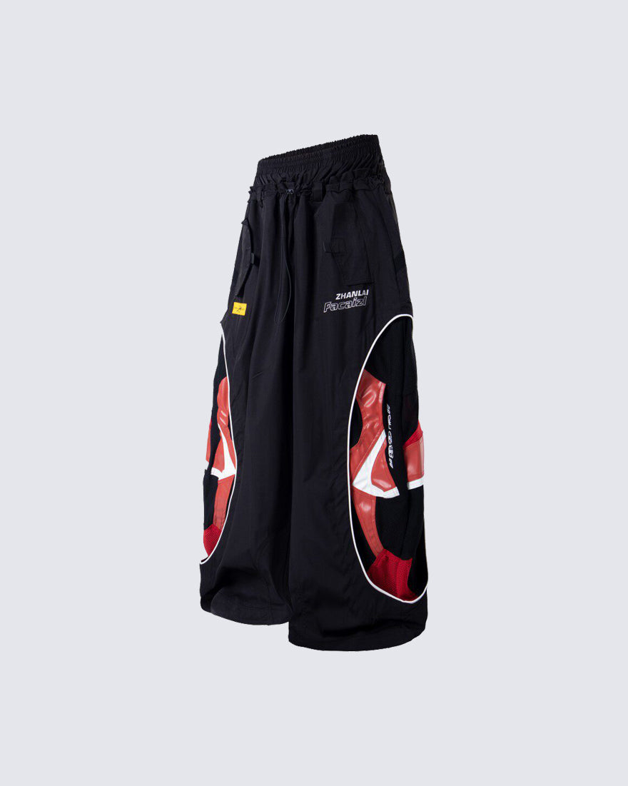 Street Colorblock Panel Loose Fit Wide Leg Pants