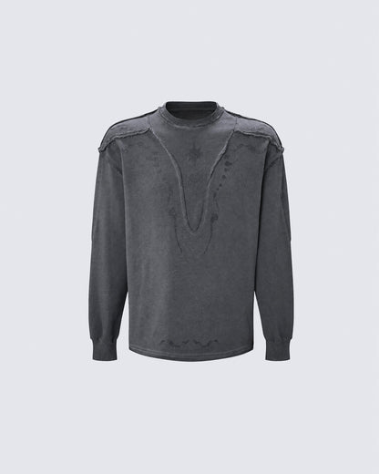 GRYFT Grunge Washed Patchwork Sweater