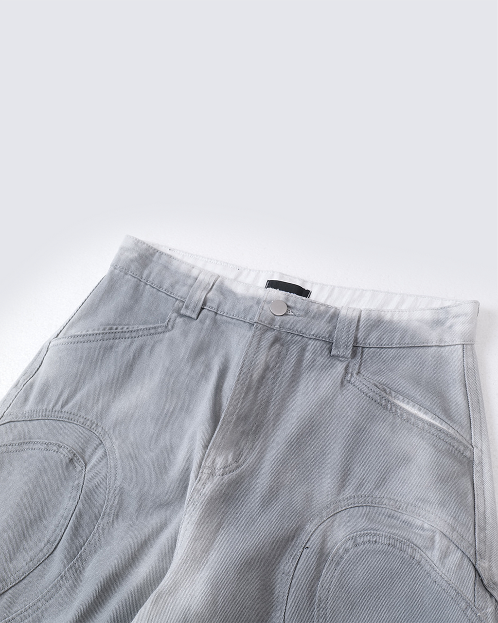Grey Wide-Leg Panel Denim Pants