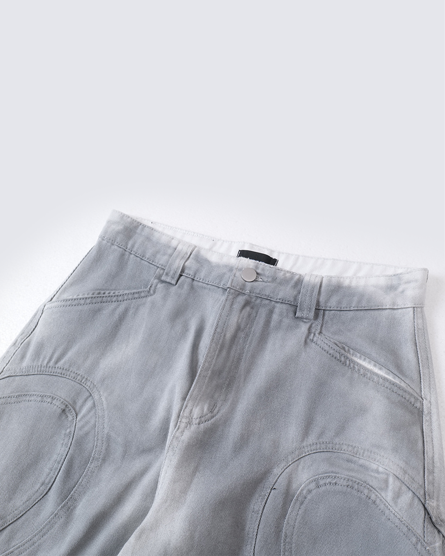 Grey Wide-Leg Panel Denim Pants