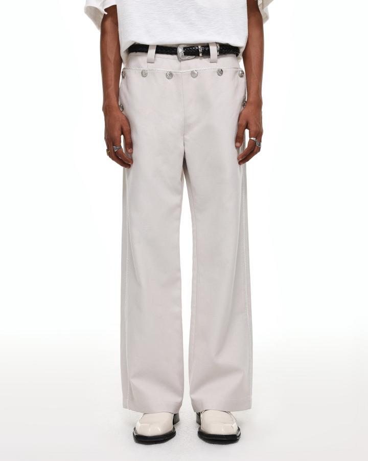 GRYFT Vintage Button High-Waist Wide Leg Trousers