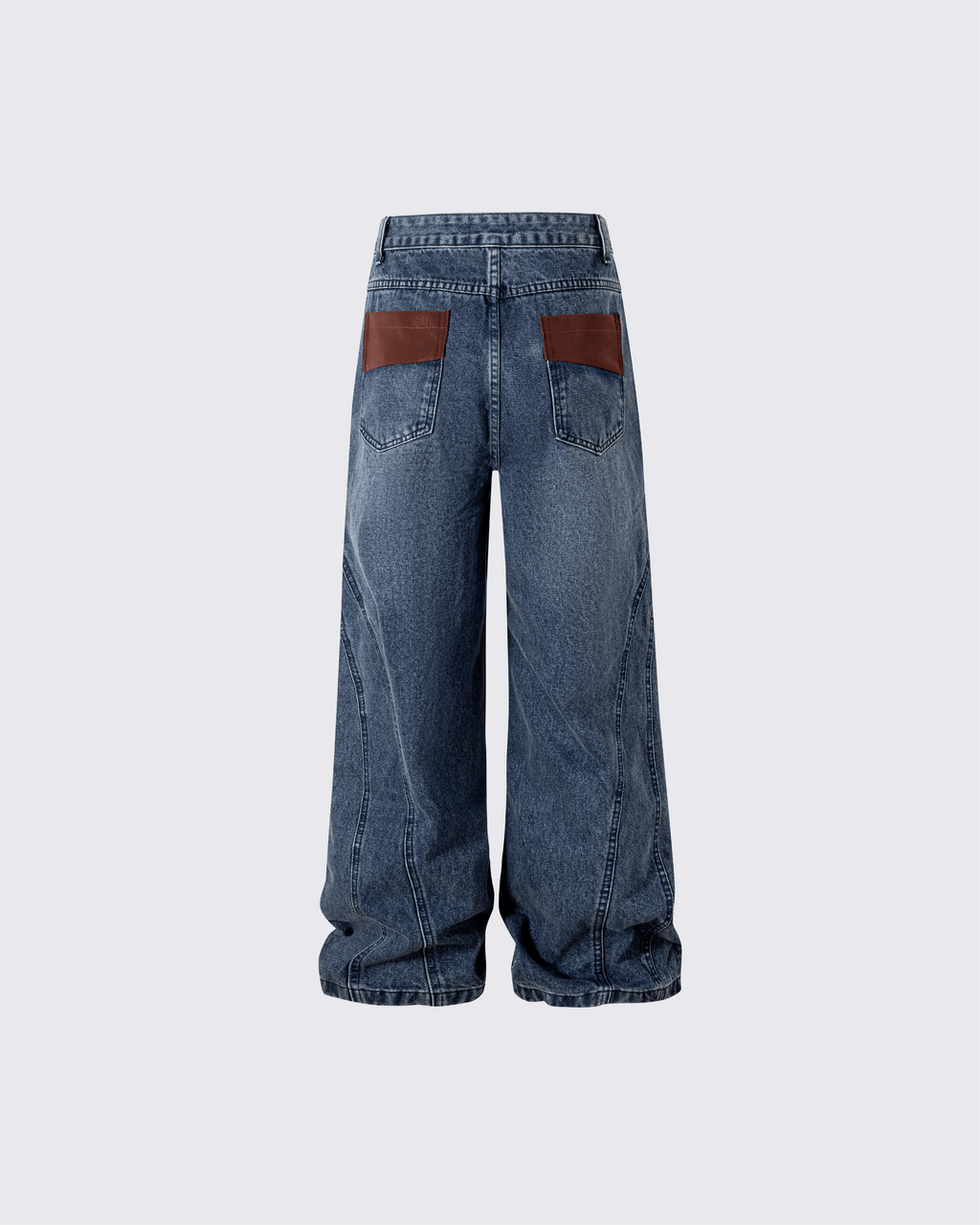 Leather Patch Pocket with Studded Detail Denim Pants