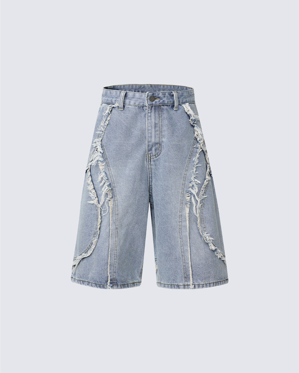 GRYFT Vintage Raw-Edge Straight Denim Shorts