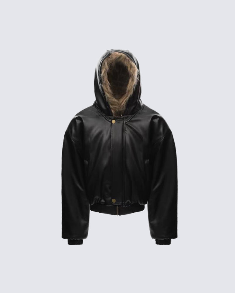 American Retro Reversible Thick Eco PU Leather Jacket