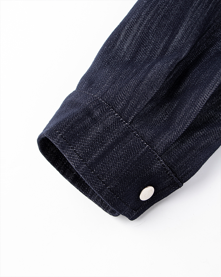 Denim Stand Collar Zip-Up Jacket