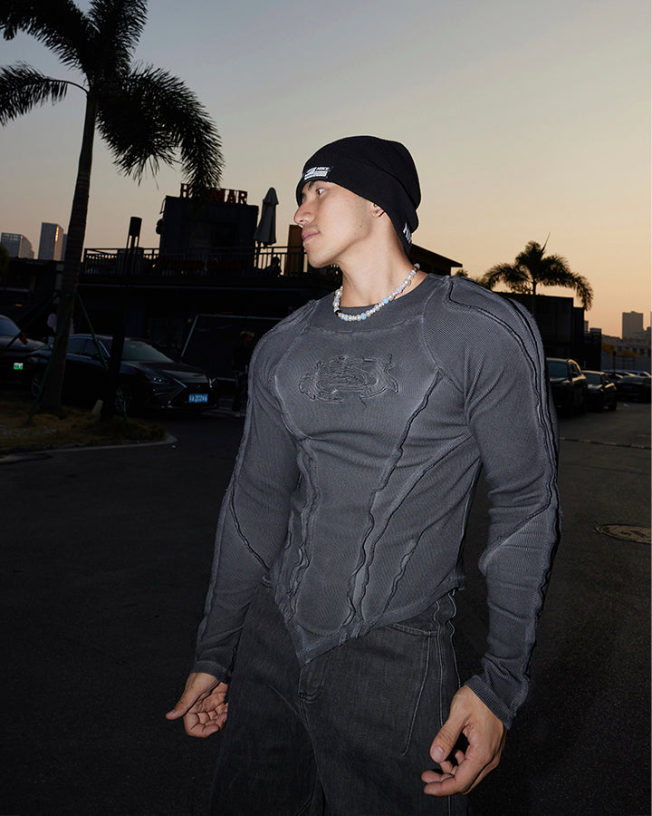 American Vintage Washed Distressed Moto Mecha Sweatshirt