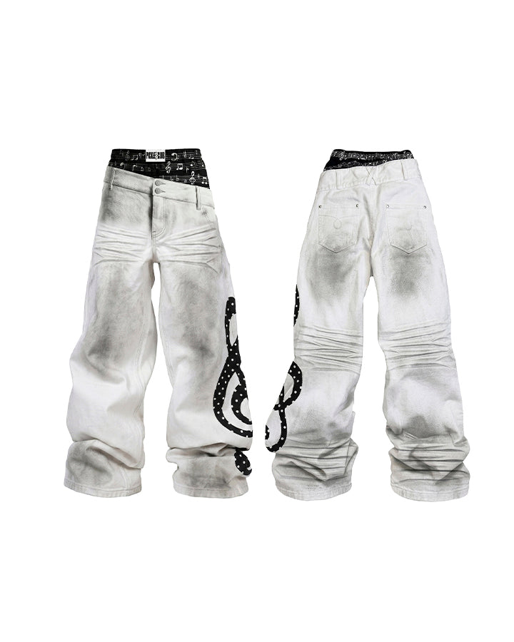 Subculture Inspired Distressed Flared Denim Jeans