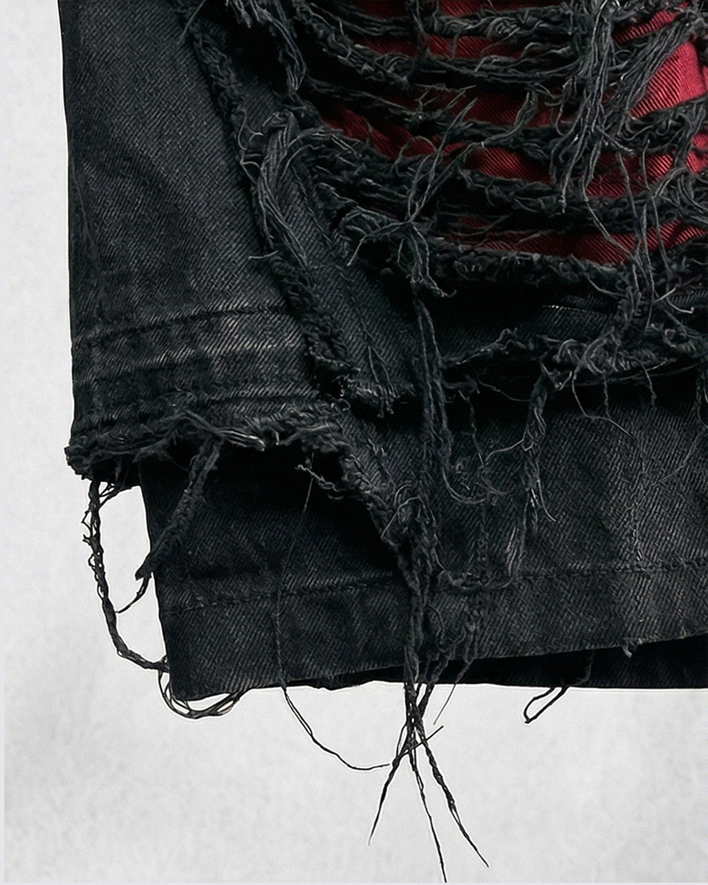 New Raw Hem Ripped Black Jean Shorts