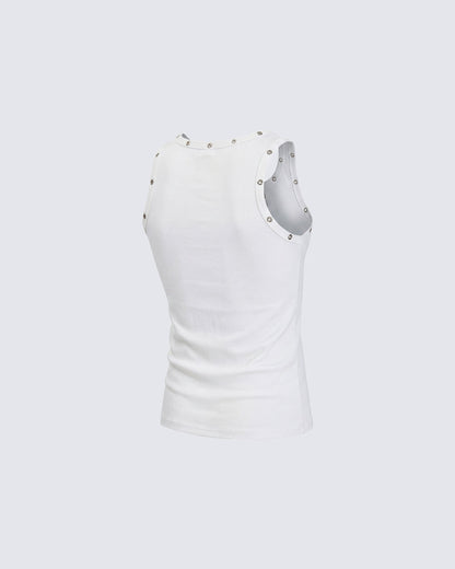 American Punk Lace-Up Rivet Tank Top New