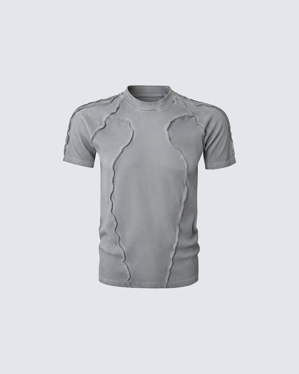 Dark Washed Deconstructed Seam Short Sleeve T-Shirt