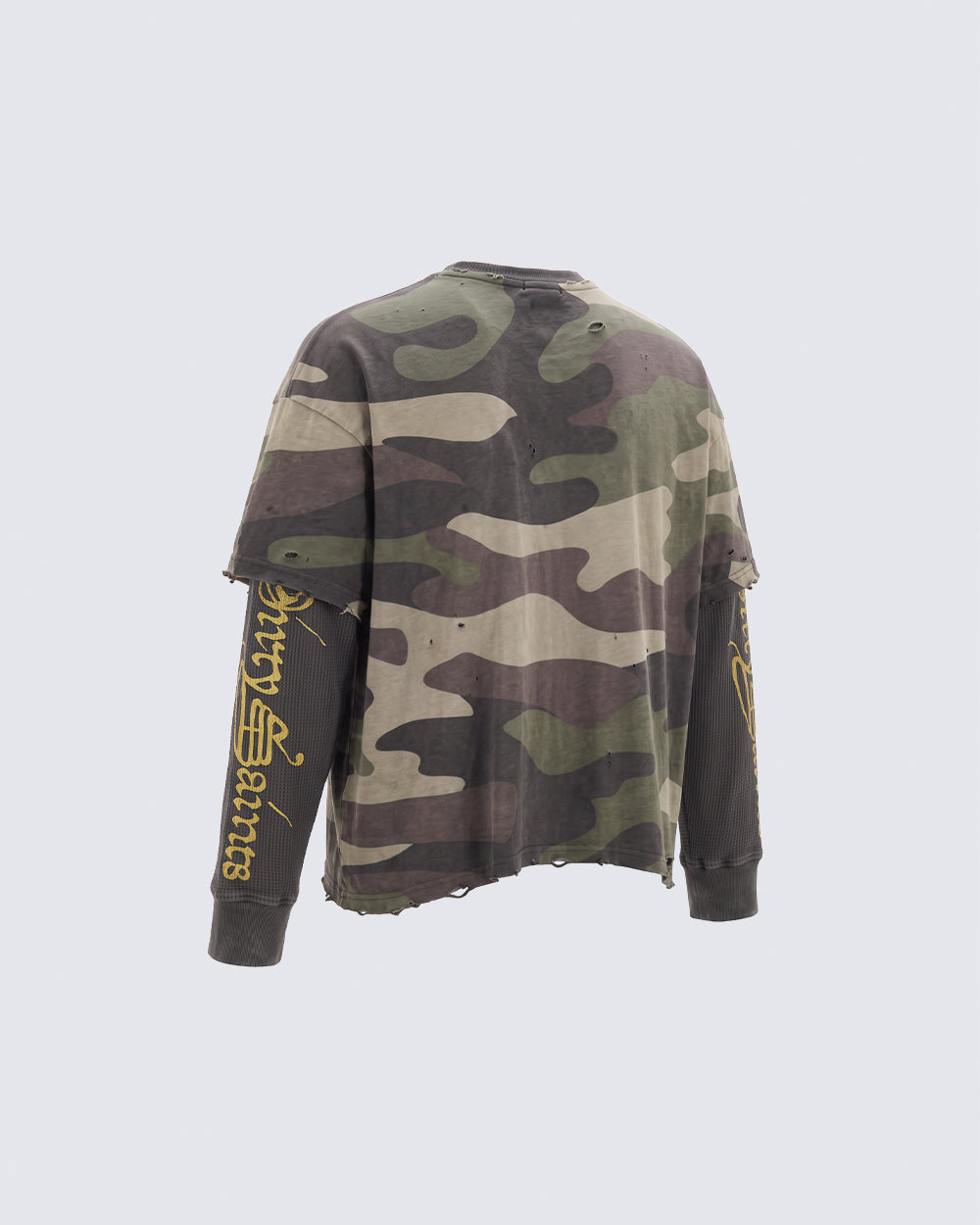 GRYFT Grunge Camo Layered Graphic Long-Sleeve T-Shirt