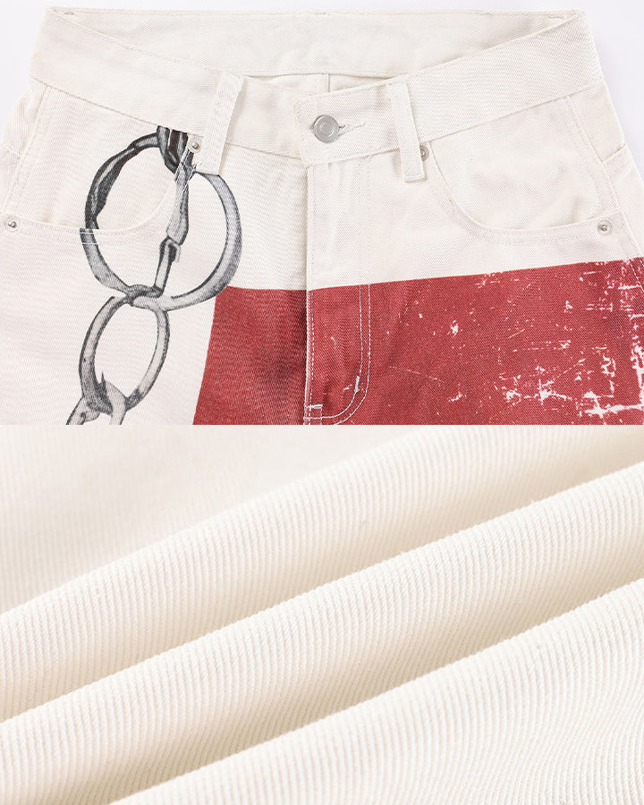 American Vintage Red Cross Chain Balloon Jeans New